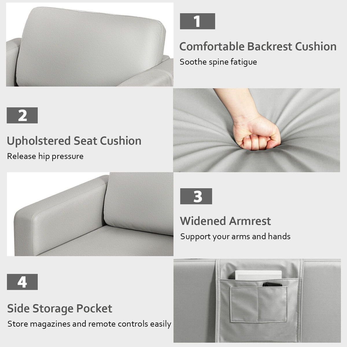 Modern Accent Armchair with Side Storage Pocket