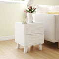 Modern Nightstand Side Table with Drawers and 3D Geometric Patterns-White