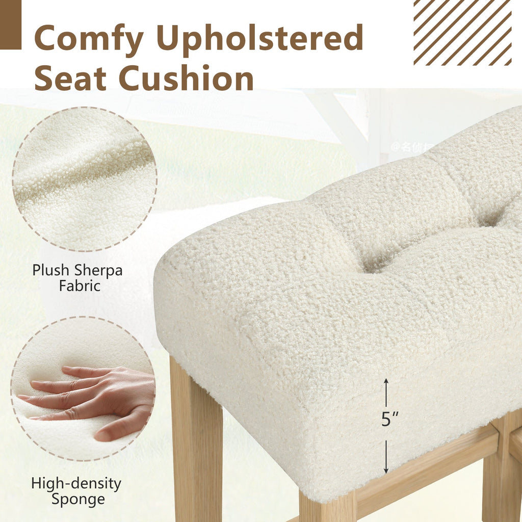 Modern Counter Height Bar Stools Set of 2 with Rubber Wood Legs