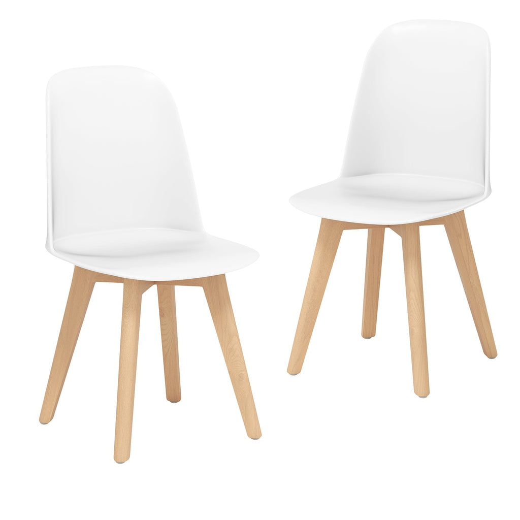 Modern Dining Chair Set of 2 with Solid Beech Wood Legs and Tilt Backrest