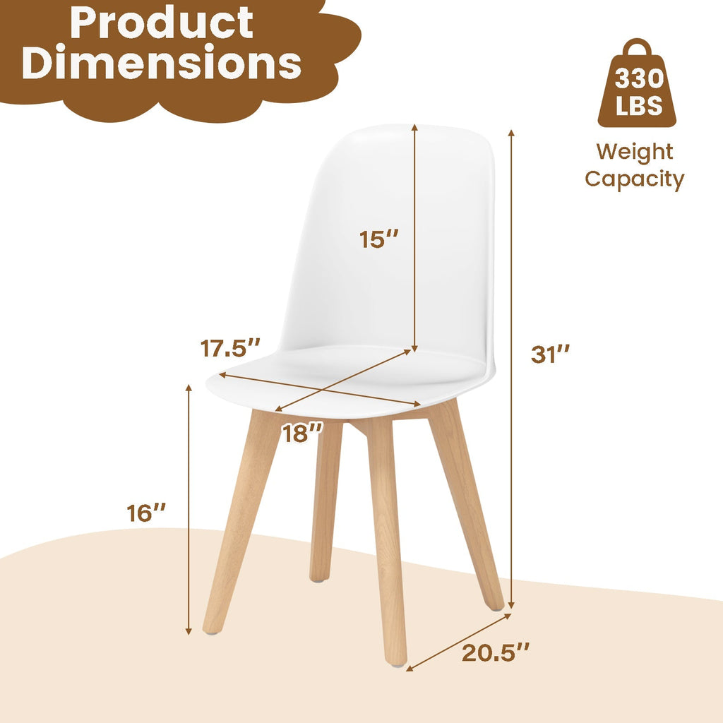 Modern Dining Chair Set of 2 with Solid Beech Wood Legs and Tilt Backrest