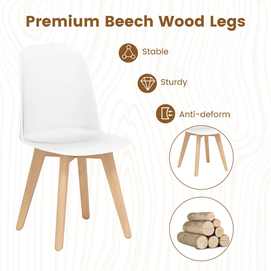 Modern Dining Chair Set of 2 with Solid Beech Wood Legs and Tilt Backrest