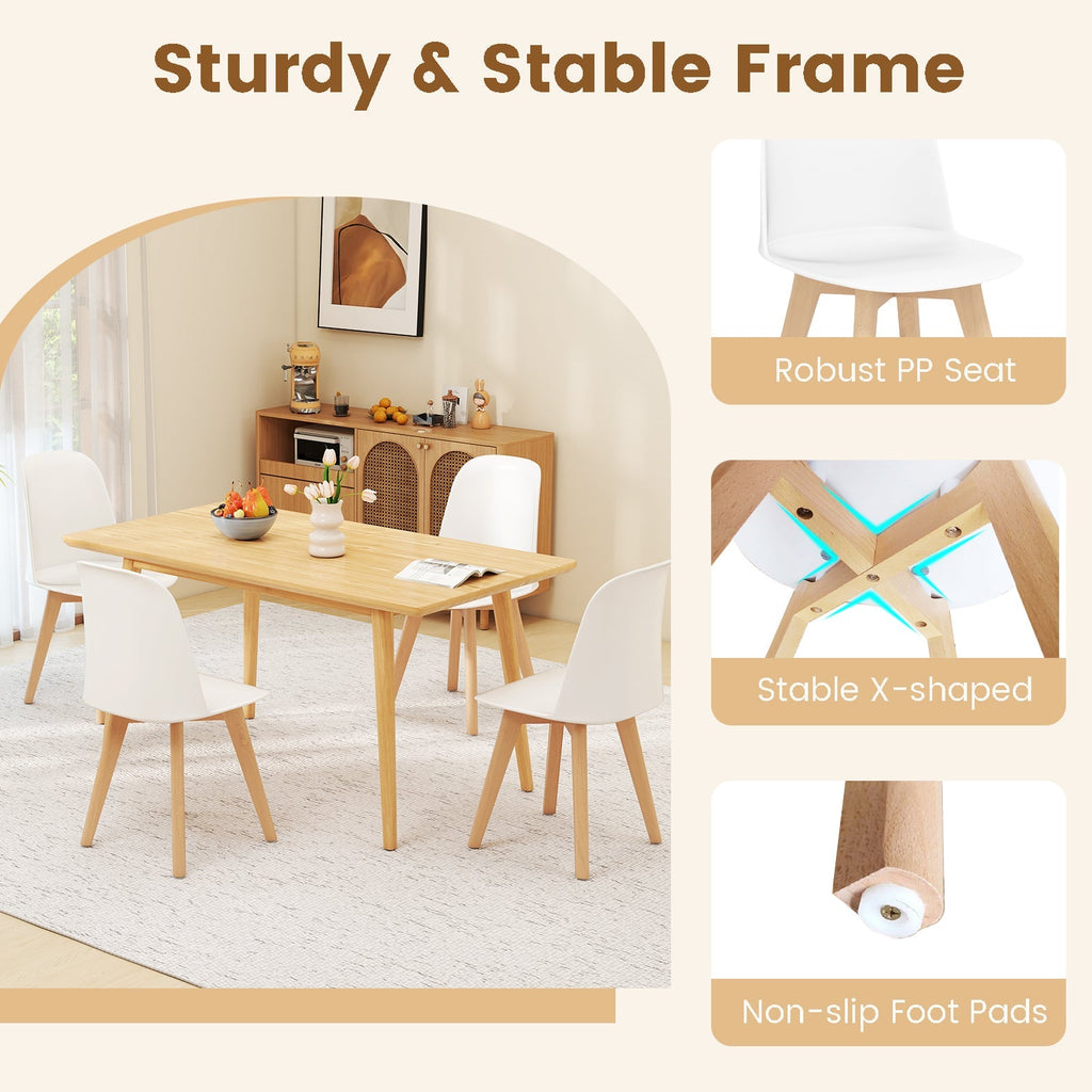 Modern Dining Chair Set of 2 with Solid Beech Wood Legs and Tilt Backrest