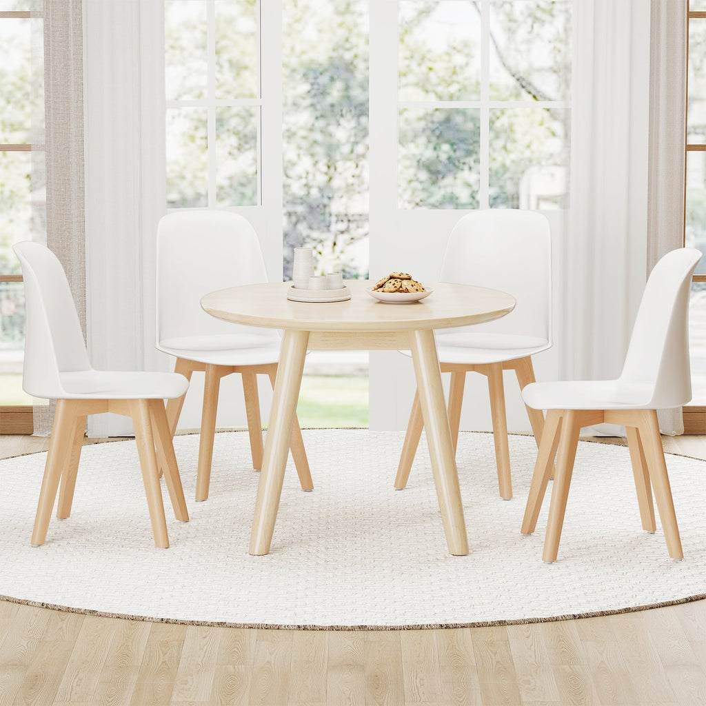 Modern Dining Chair Set of 2 with Solid Beech Wood Legs and Tilt Backrest