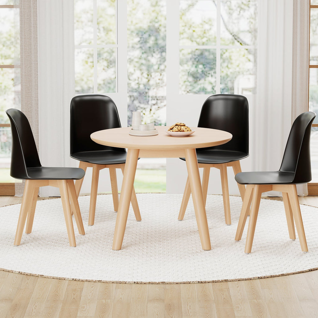 Modern Dining Chair Set of 2 with Solid Beech Wood Legs and Tilt Backrest