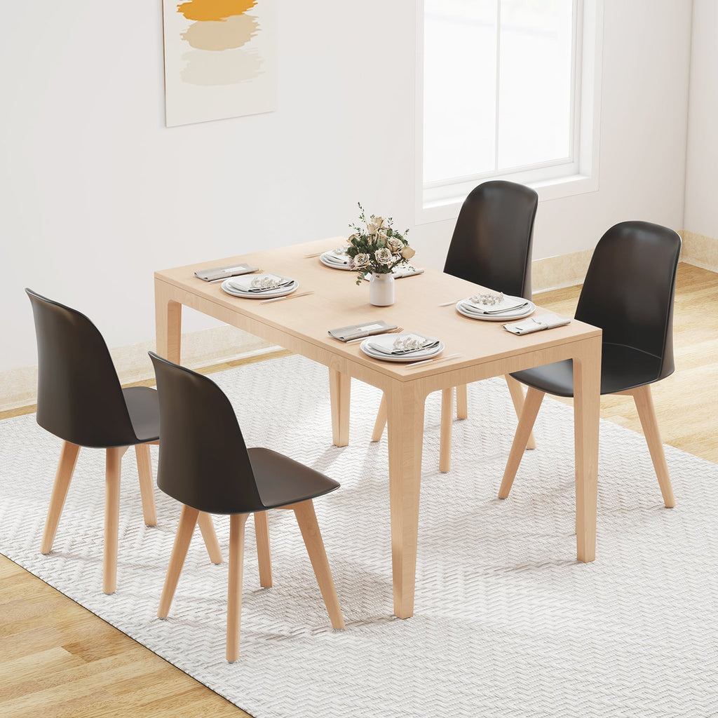 Modern Dining Chair Set of 2 with Solid Beech Wood Legs and Tilt Backrest