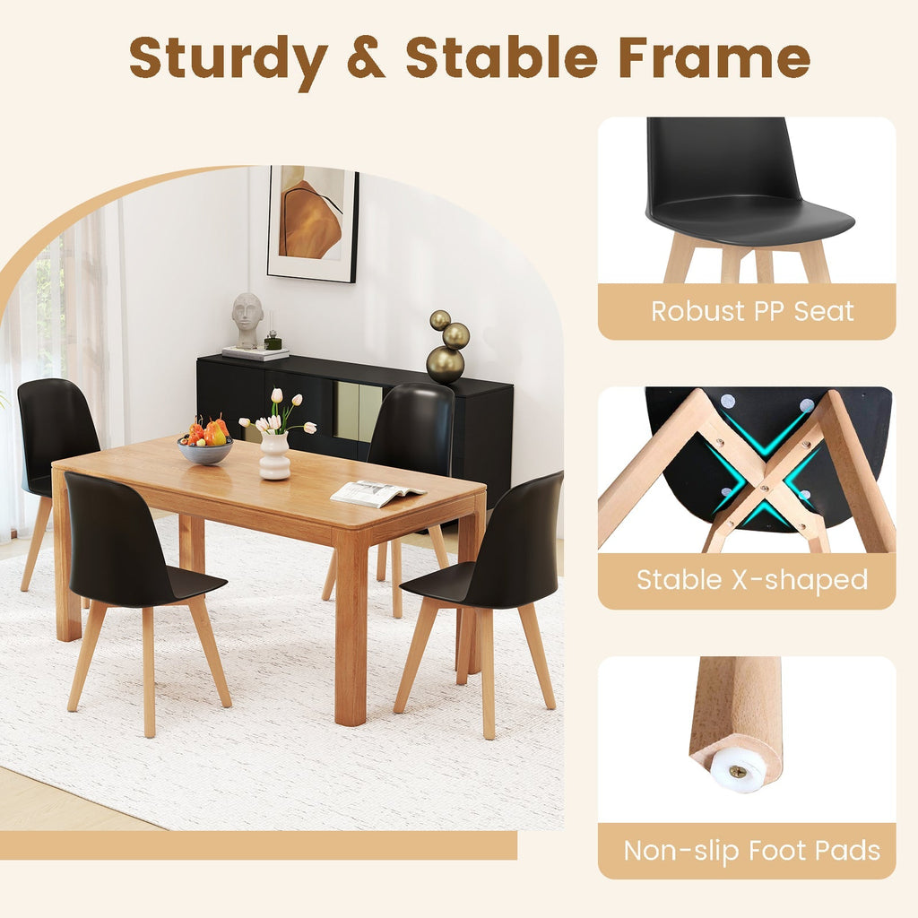 Modern Dining Chair Set of 2 with Solid Beech Wood Legs and Tilt Backrest