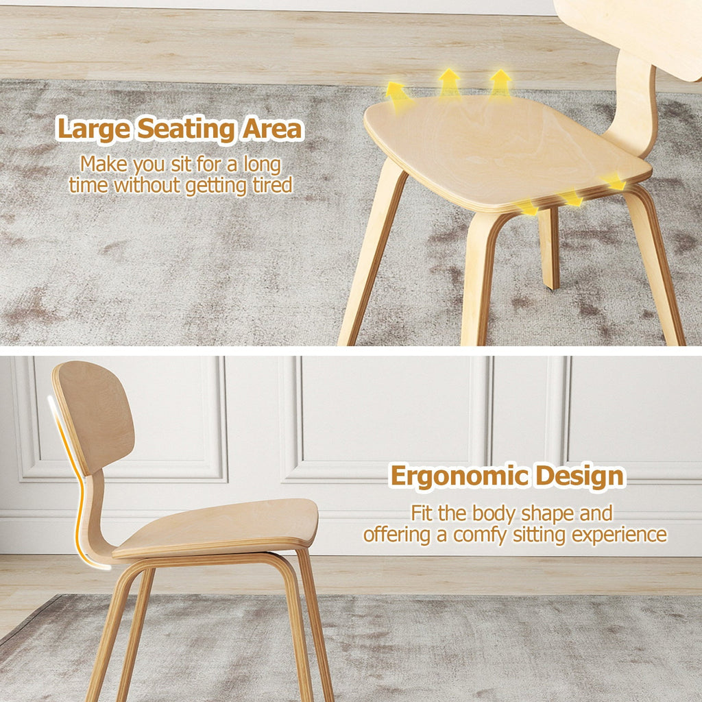 Modern Dining Chair Set of 2 with Wide Seat-Natural