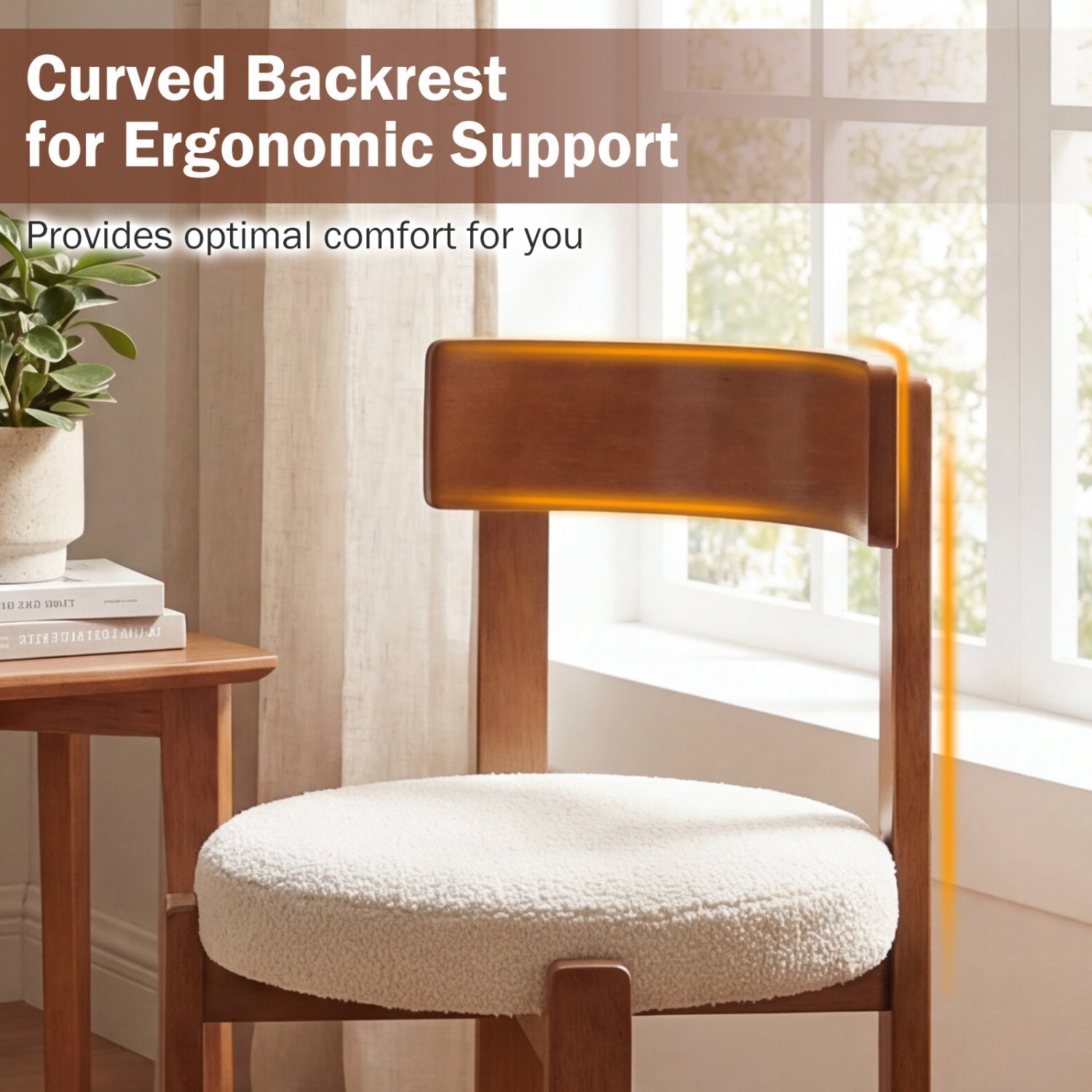 Modern Dining Chairs Set of 4 with Solid Rubber Wood Legs