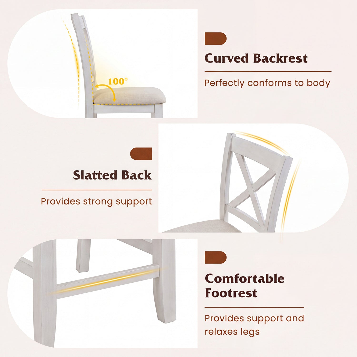 Counter Height Bar Stools with Cushion and Footrest