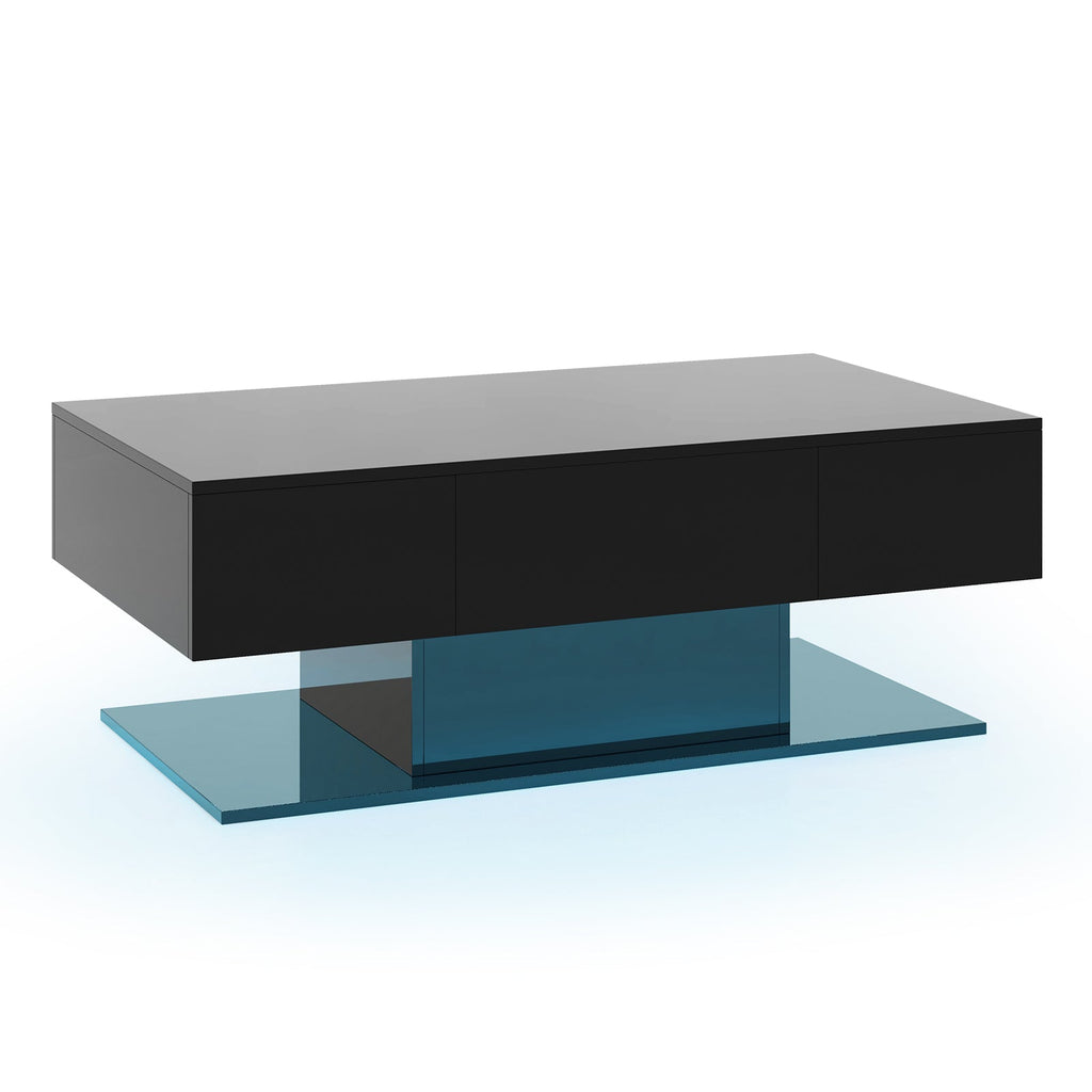 Modern LED Coffee Table with 20 Color LED Lights and 2 Storage Drawers