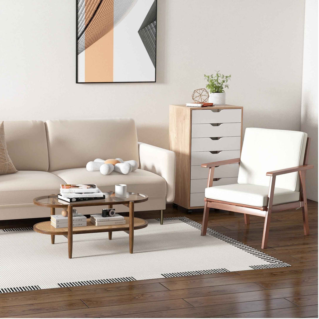 Modern Living Room Set: Loveseat Armchair Side Table & Coffee Table