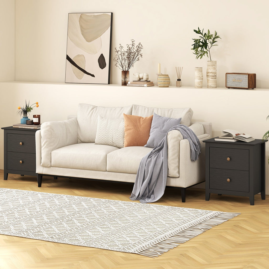 Modern Nightstand with 2 Drawers for Small Spaces