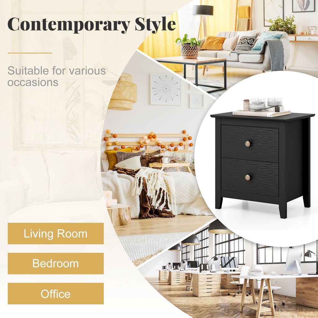 Modern Nightstand with 2 Drawers for Small Spaces