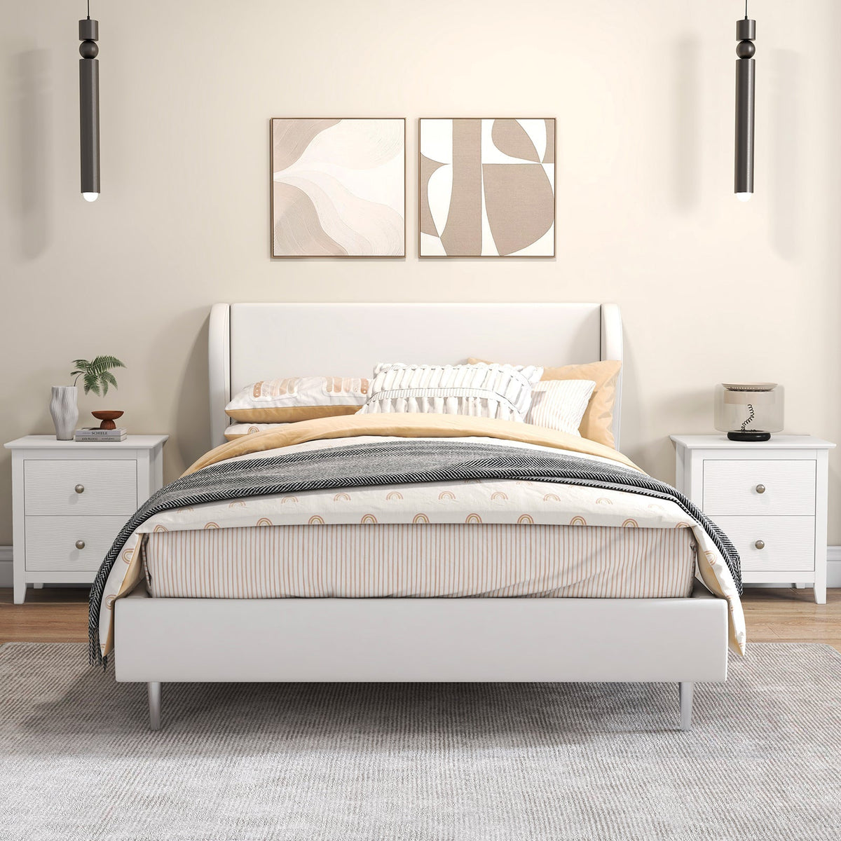 Modern Nightstand with 2 Drawers for Small Spaces