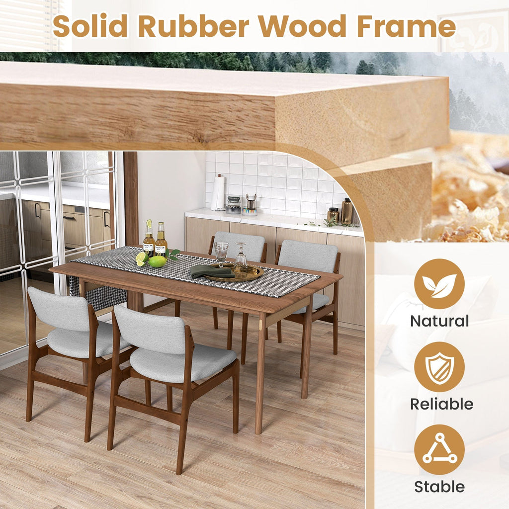 Modern Padded Dining Chairs with Rubber Wood Legs Set of 2-Brown