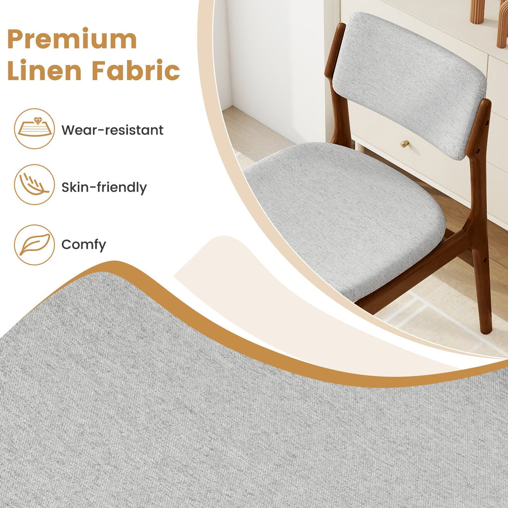 Modern Padded Dining Chairs with Rubber Wood Legs Set of 2-Brown