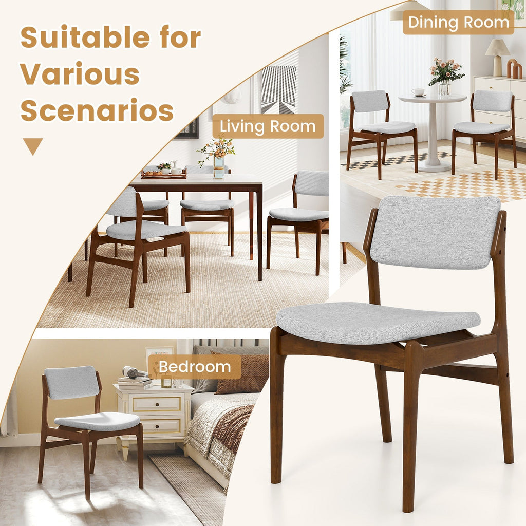 Modern Padded Dining Chairs with Rubber Wood Legs Set of 2-Brown