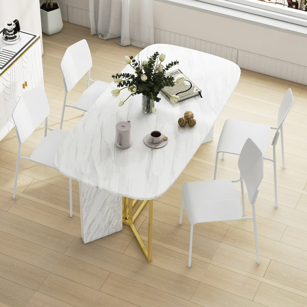 Modern Plastic Dining Chair Set of 2 with Metal Legs and Curved Back