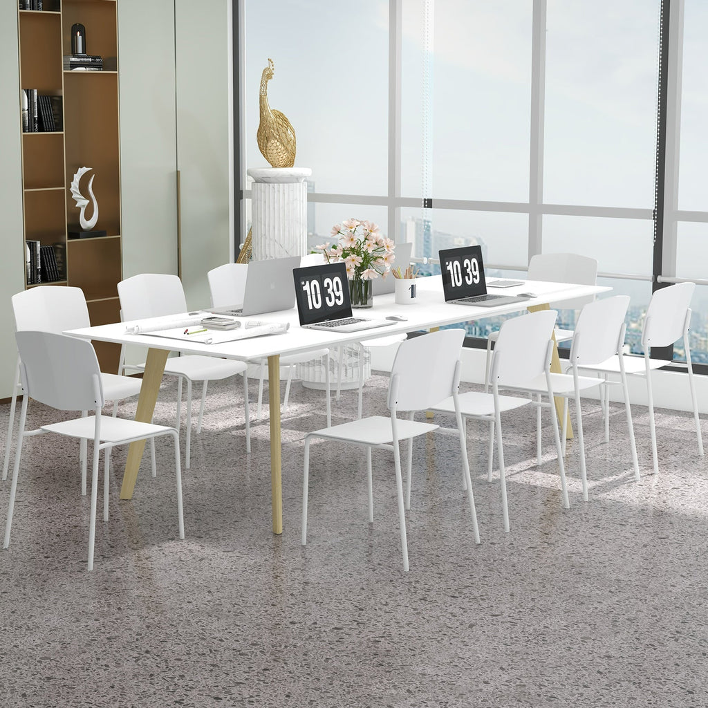 Modern Plastic Dining Chair Set of 2 with Metal Legs and Curved Back