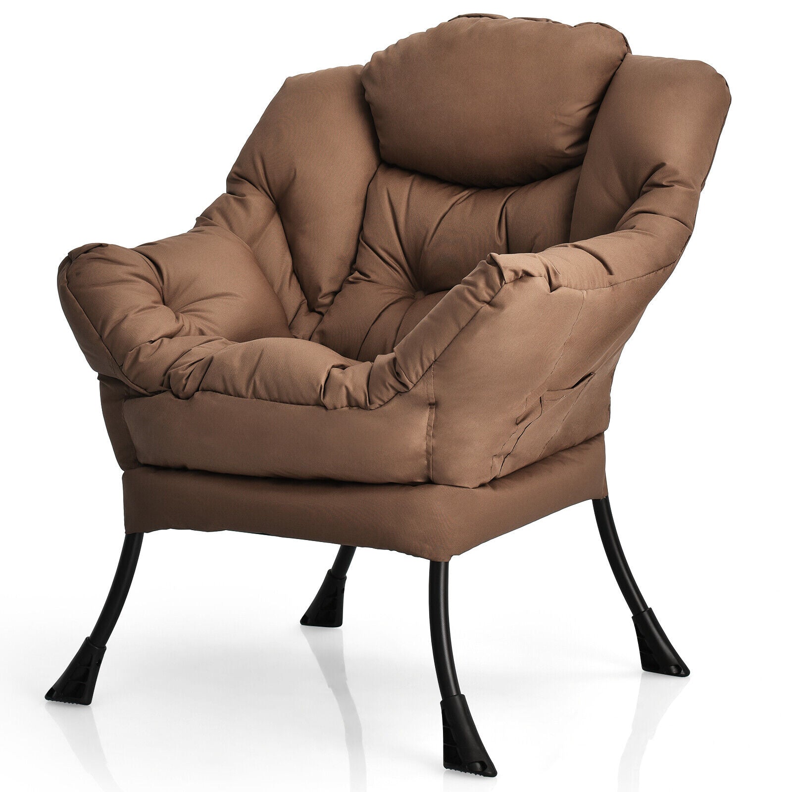Modern Polyester Fabric Lazy Chair with Steel Frame and Side Pocket