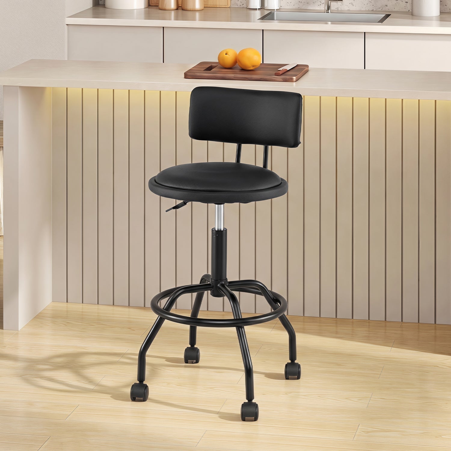 Swivel Bar Stool with Backrest - Height Adjustable
