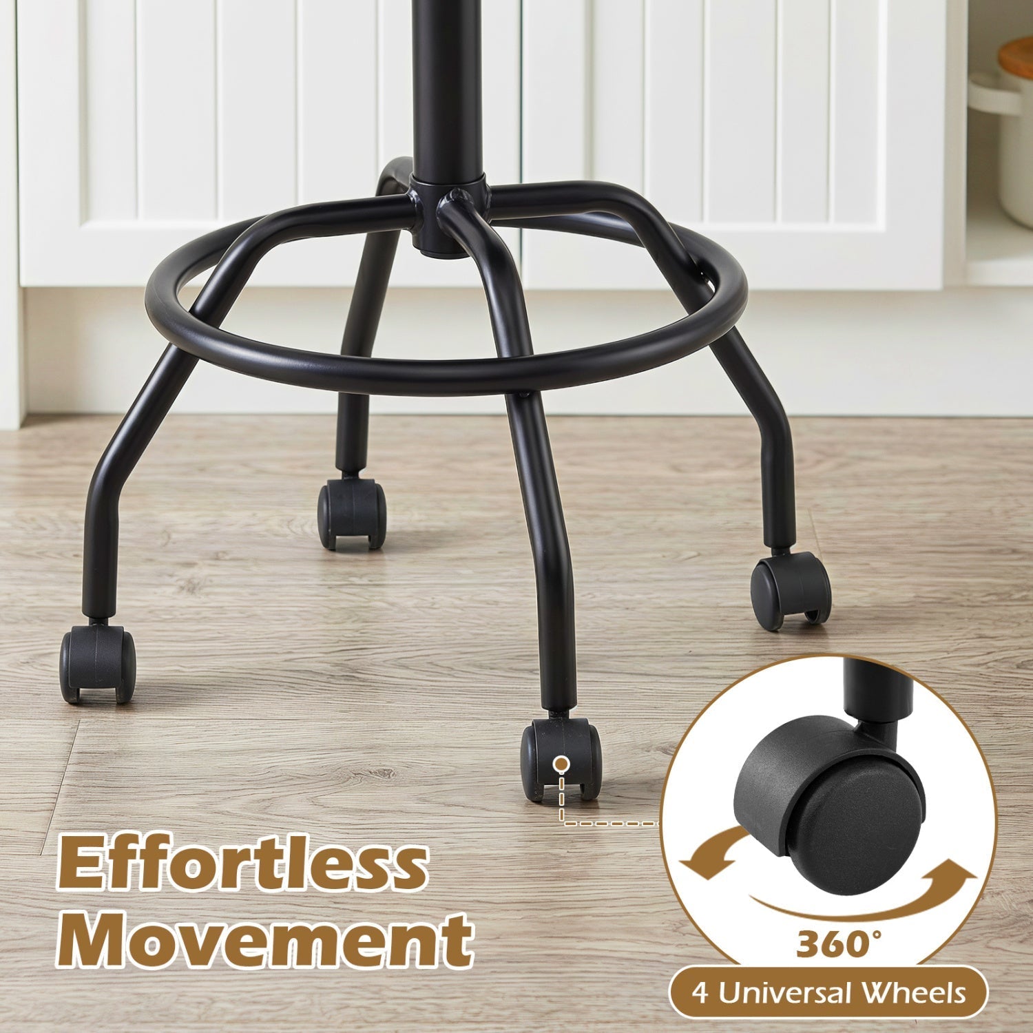 Swivel Bar Stool with Backrest - Height Adjustable
