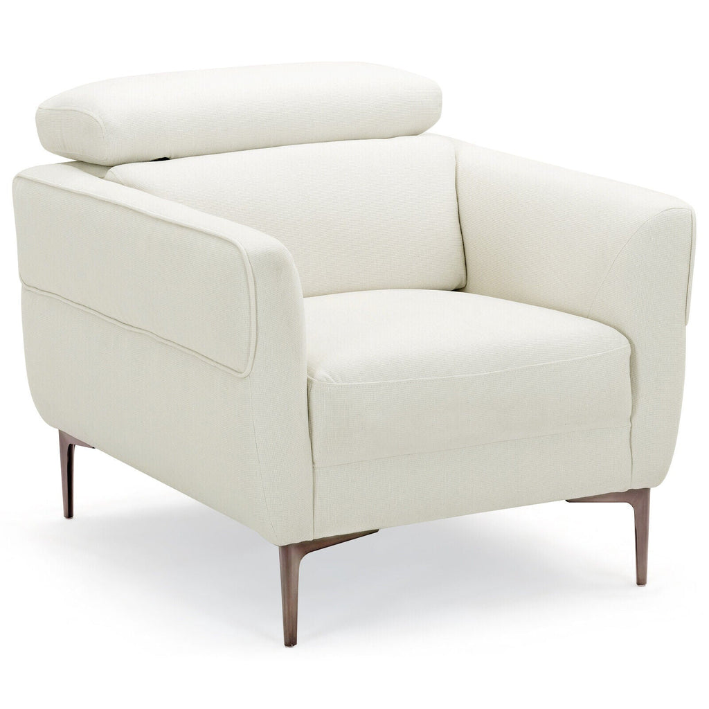 Modern Upholstered Single Sofa with Adjustable Headrest