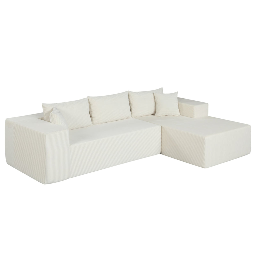 Modular Sectional Sofa Corduroy Upholstered L-shaped Sofa Couch with Deep Seats