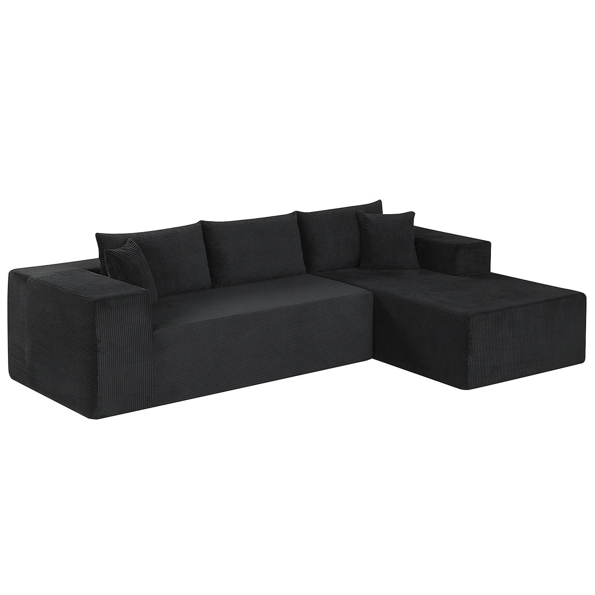 Modular Sectional Sofa Corduroy Upholstered L-shaped Sofa Couch with Deep Seats