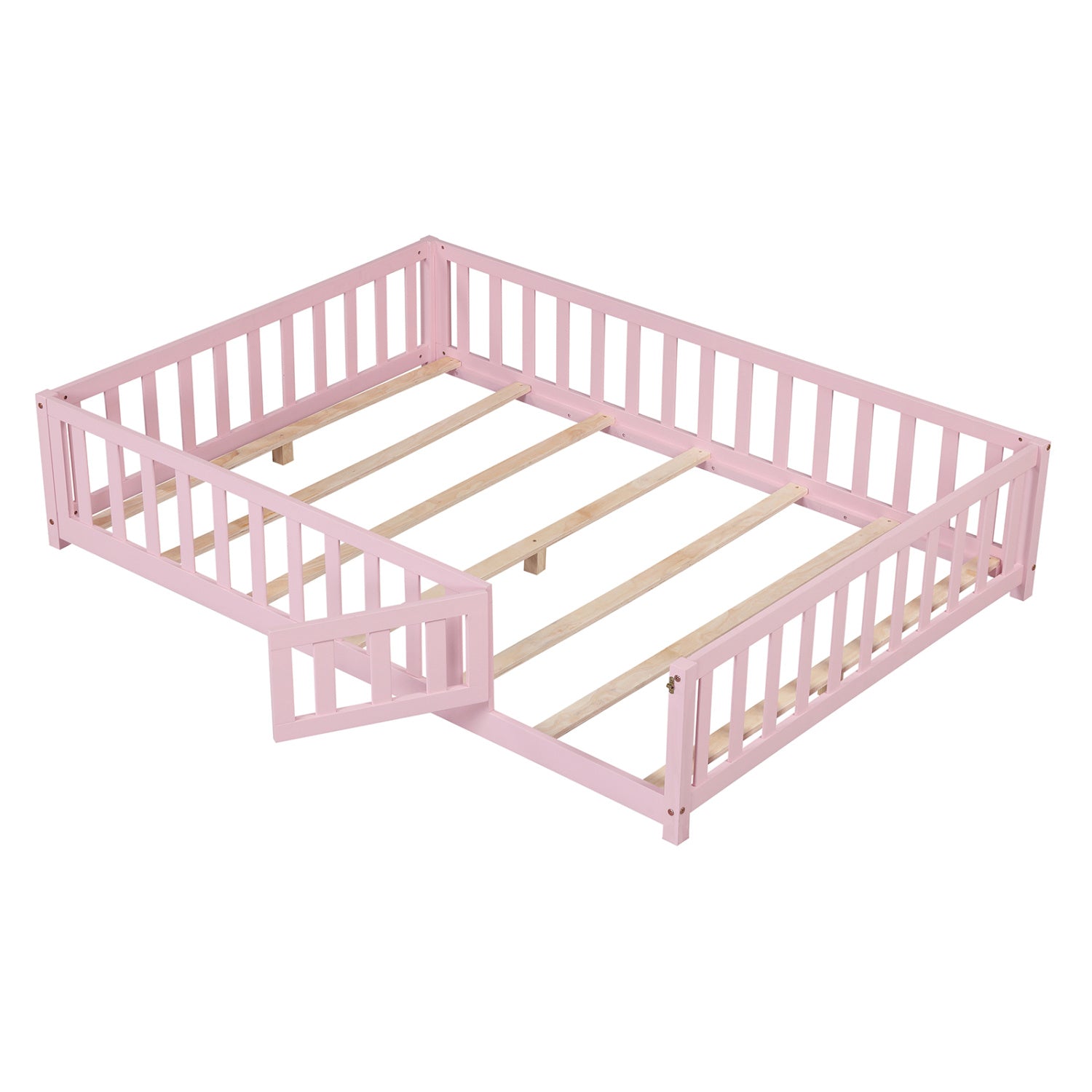 Montessori Toddler Bed Frame with Full-Length Guardrails