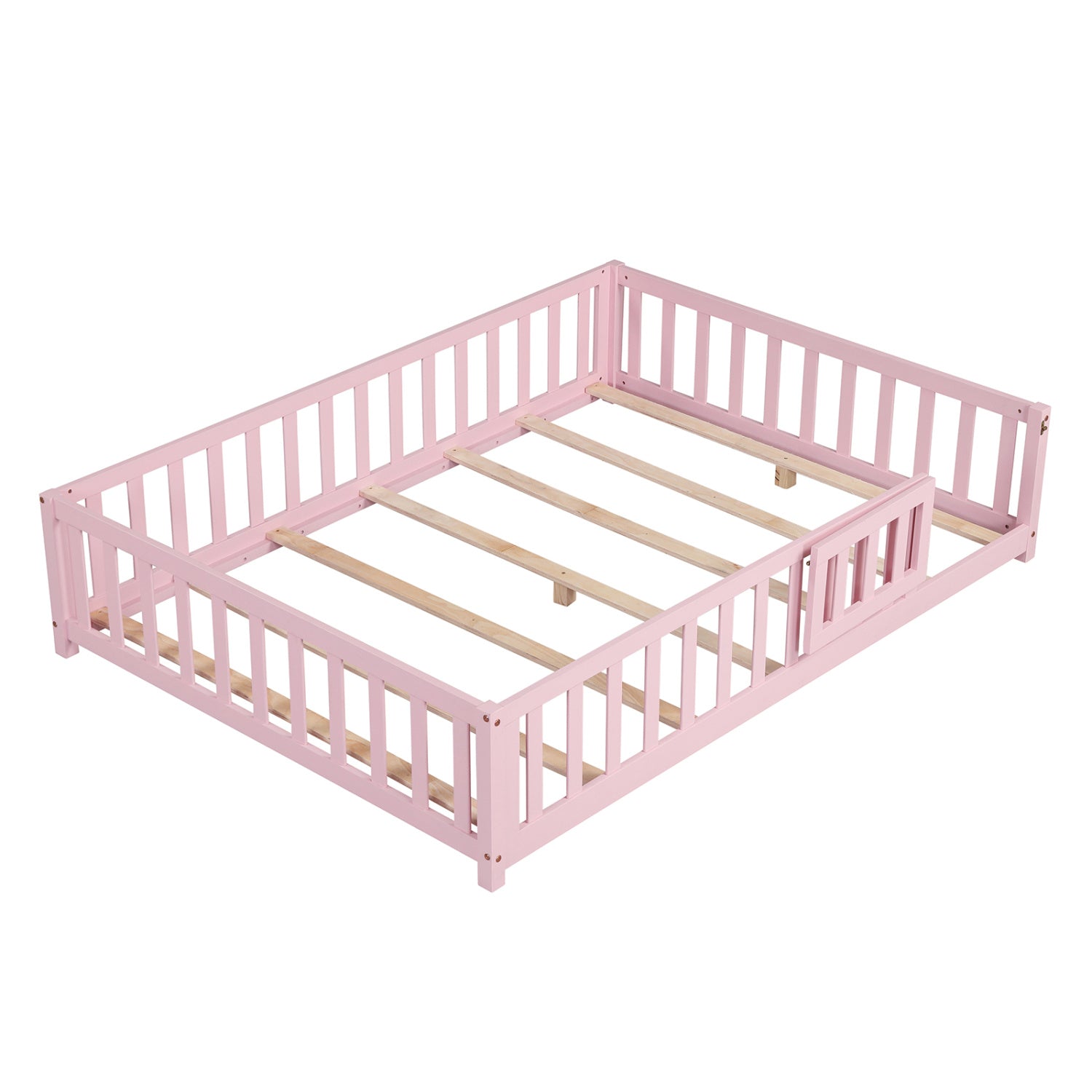 Montessori Toddler Bed Frame with Full-Length Guardrails