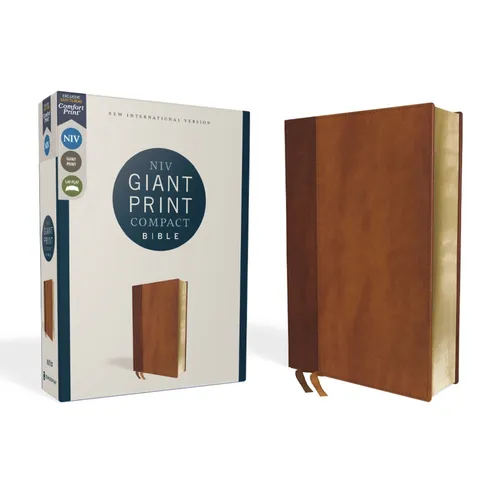 Niv, Giant Print Compact Bible, Leathersoft, Brown, Red Letter Edition, Comfort Print - Imitation Leather