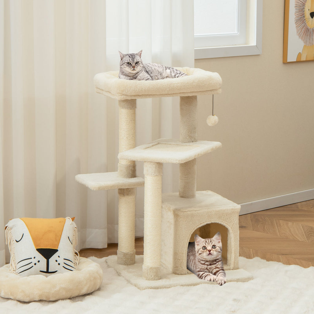 Cat Tree with Perch and Hanging Ball for Indoor Activity Play and Rest