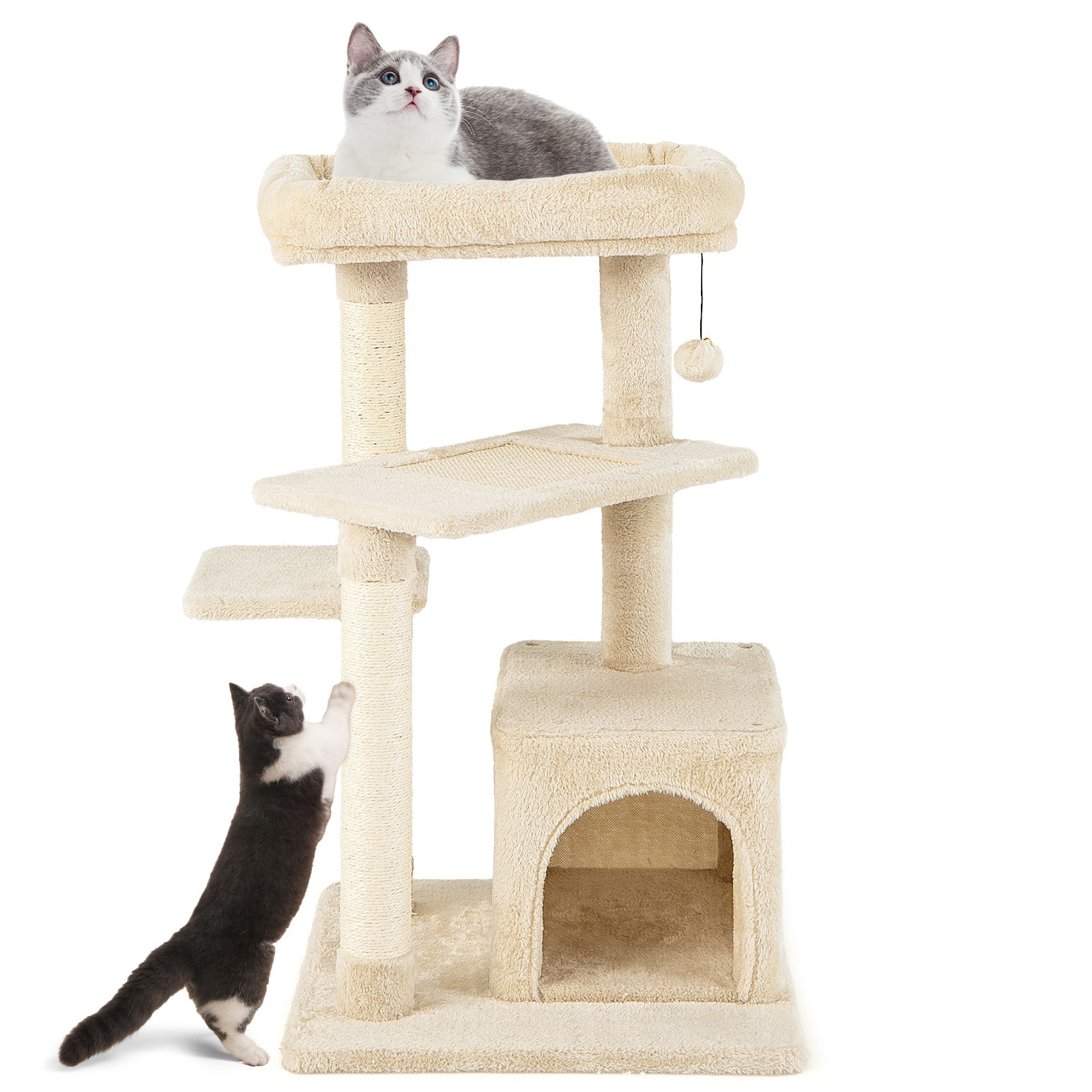 Cat Tree with Perch and Hanging Ball for Indoor Activity Play and Rest
