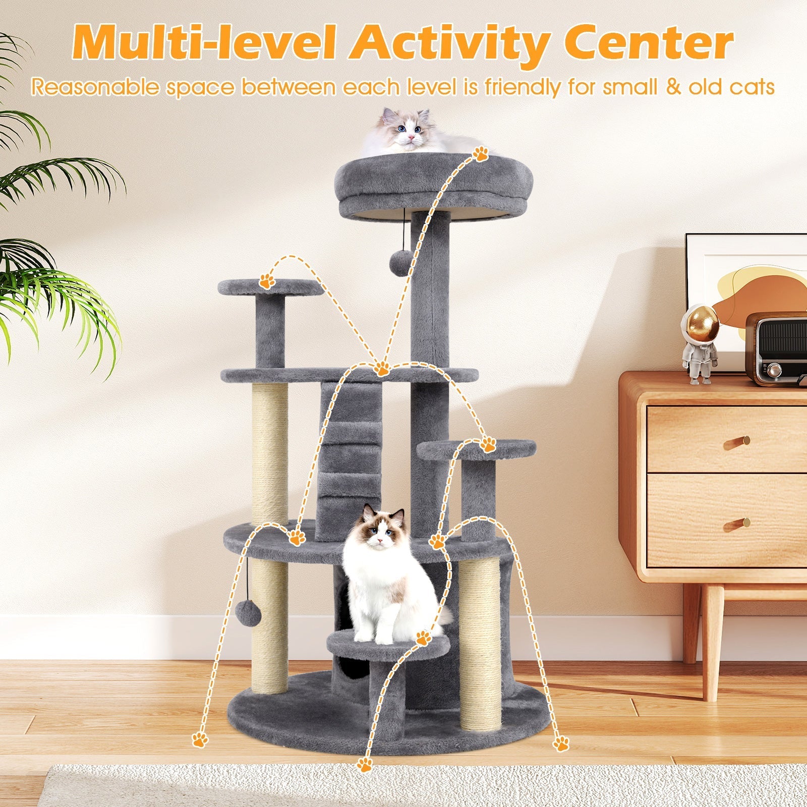 Multi-level Kitty Tower with Condo and Climbing Ladder-GR