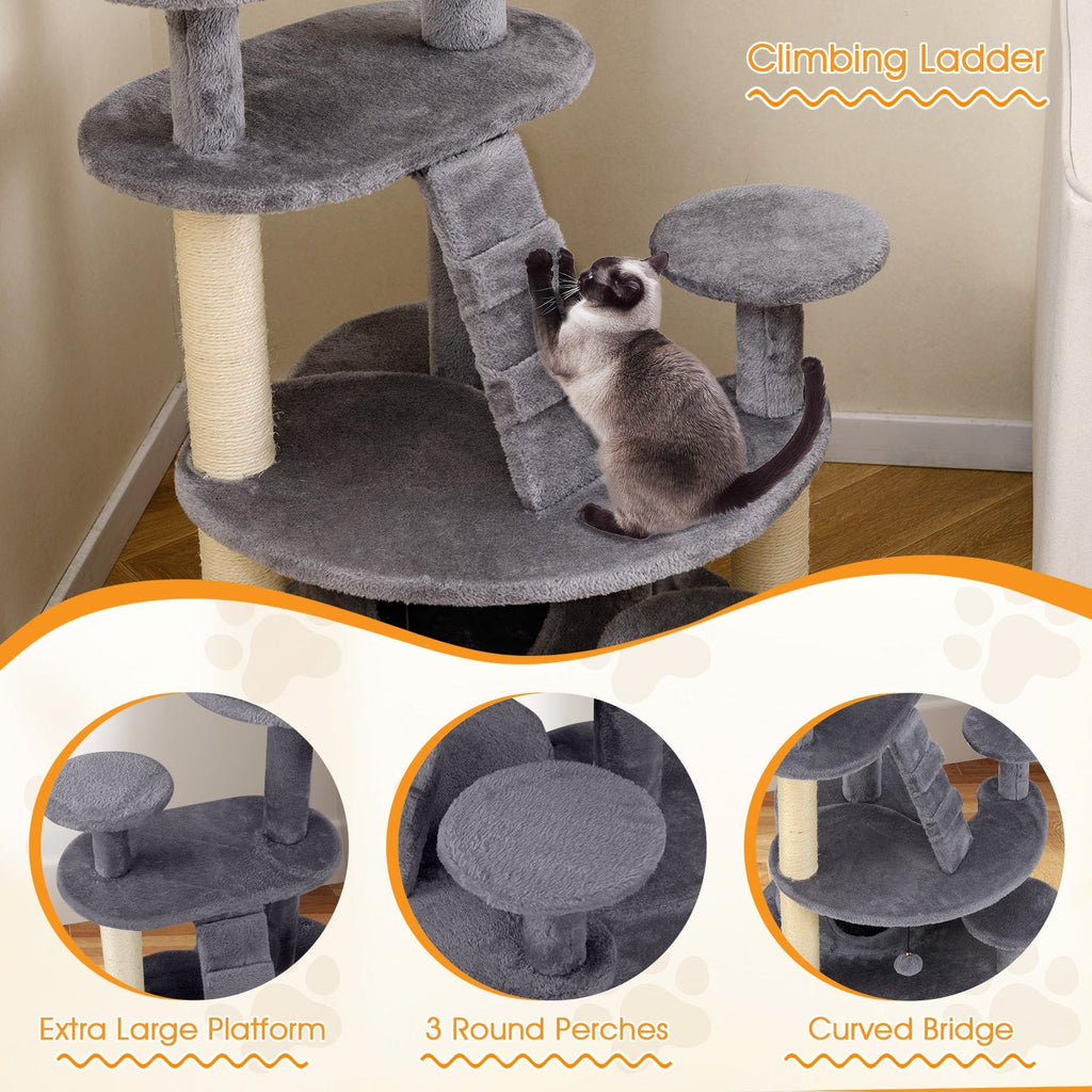 Multi-level Kitty Tower with Condo and Climbing Ladder-GR