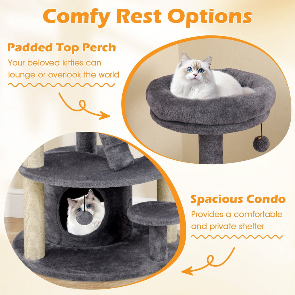 Multi-level Kitty Tower with Condo and Climbing Ladder-GR