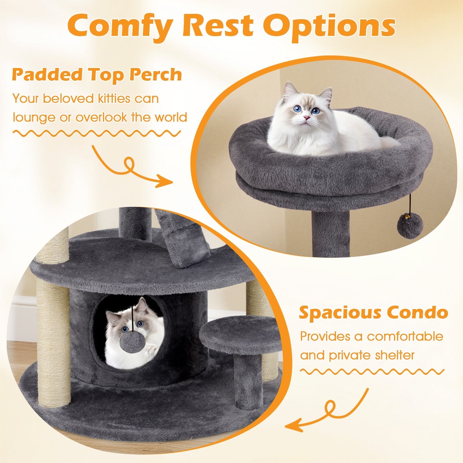 Multi-level Kitty Tower with Condo and Climbing Ladder-GR
