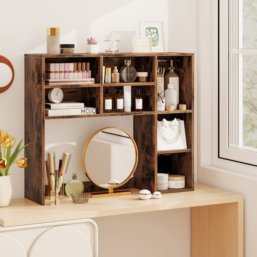 Desktop Bookshelf with 7 Open Cubbies and 3 Adjustable Shelves