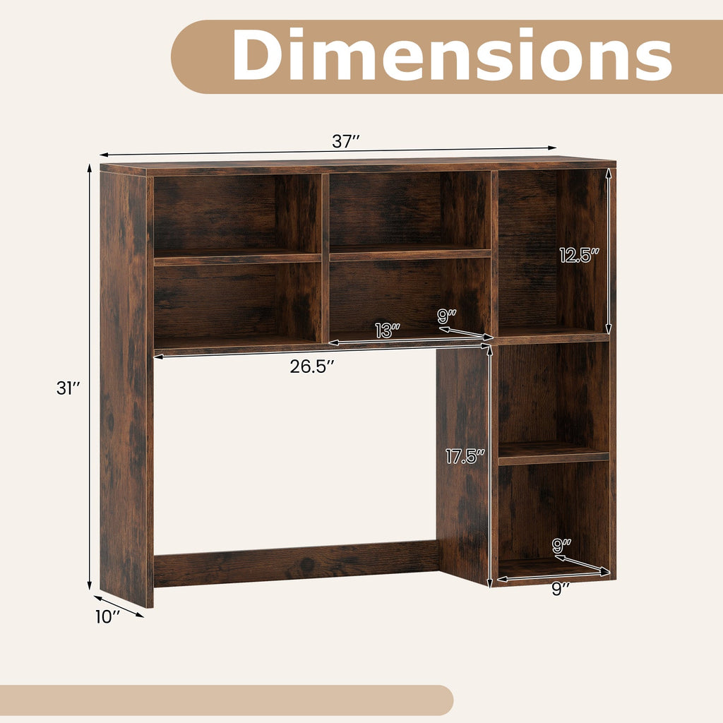 Desktop Bookshelf with 7 Open Cubbies and 3 Adjustable Shelves