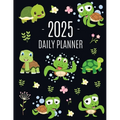Turtle Planner 2025: Cute Tortoise Organizer: January-December (12 Months) Beautiful Agenda With Green Reptile Animal, Butterflies & Flowers - Paperback