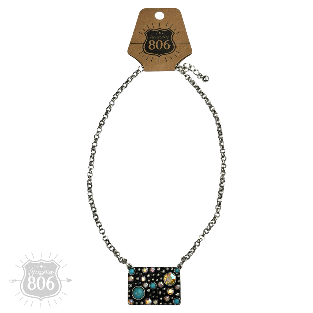 Western burnished rectangle necklace