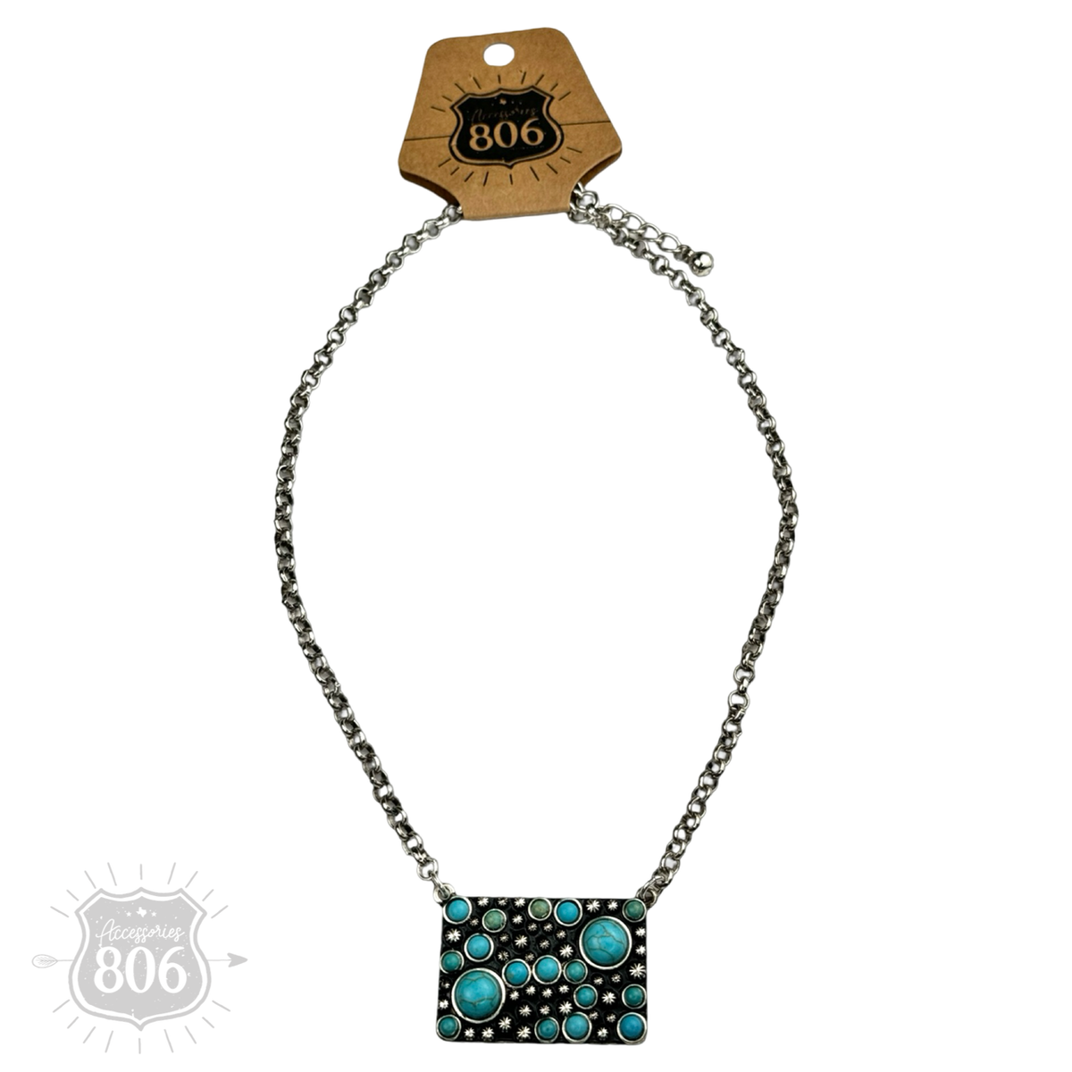 Western burnished rectangle necklace