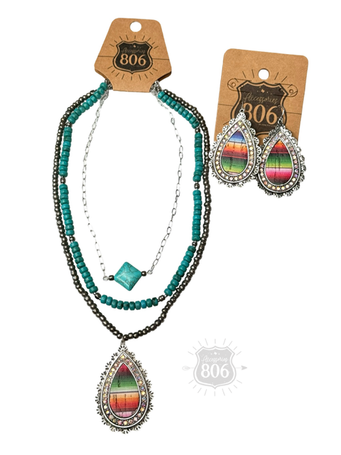 Western serape teardrop earring