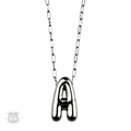 Silver letter pendant on necklace, initial monogram