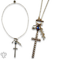 Pearl cross charm necklace with crystals from Swarovski®