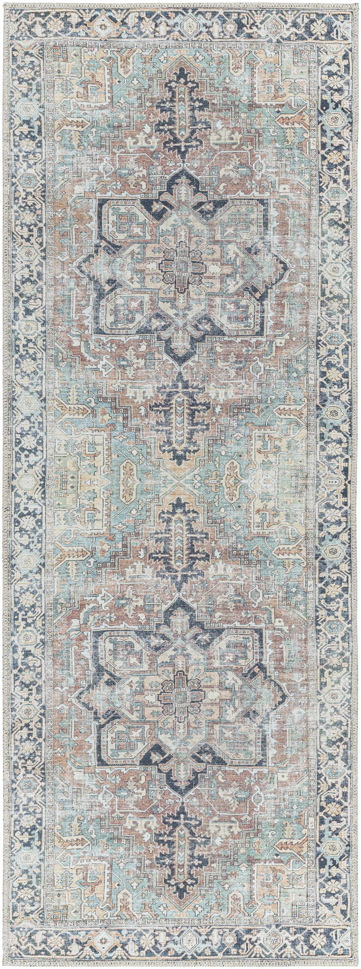 Green Nisa Tumble Dry Washable Rug