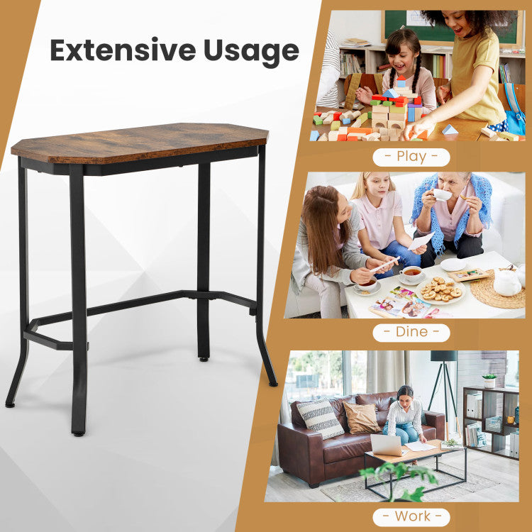 Narrow End Table with Rustic Wood Grain and Stable Steel Frame