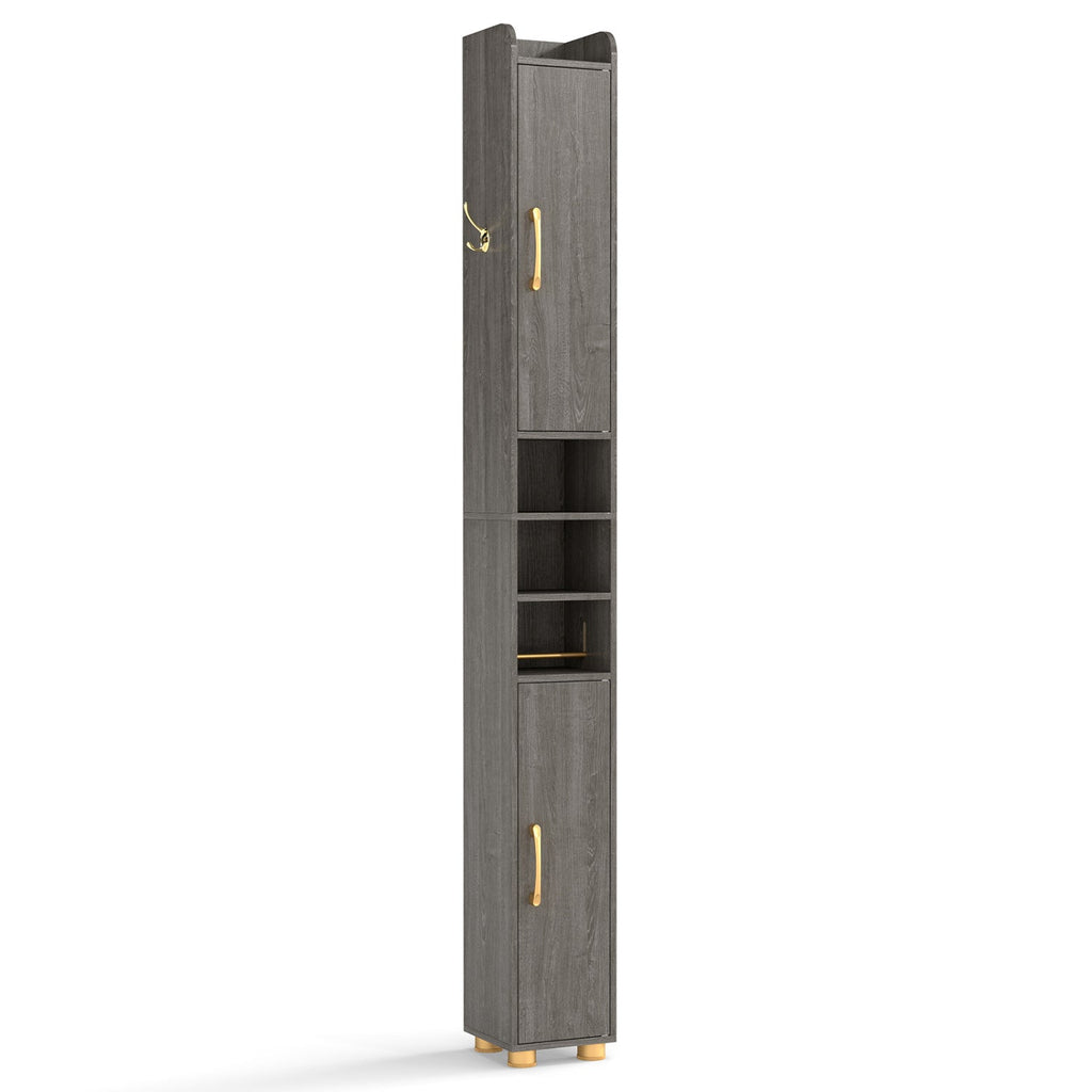 Narrow Bathroom Storage Cabinet with Shelves & Paper Holder